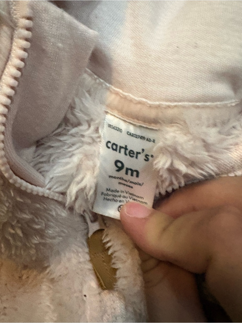 Carter's Plush Hooded Baby Footie Set - Cream & Pink snowsuits - Picture 3 of 4
